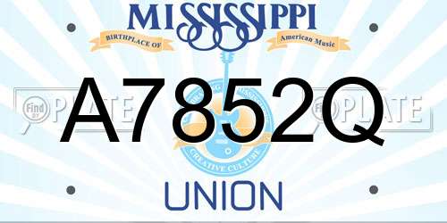 A7852Q Mississippi License Plate