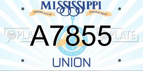 A7855 Mississippi License Plate