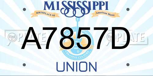 A7857D Mississippi License Plate