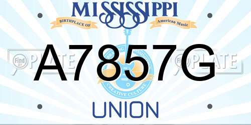 A7857G Mississippi License Plate
