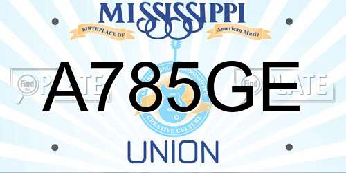 A785GE Mississippi License Plate