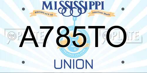 A785TO Mississippi License Plate