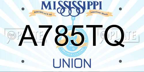 A785TQ Mississippi License Plate