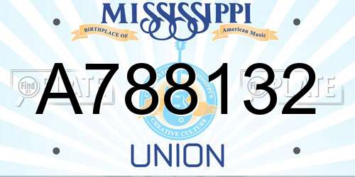 A788132 Mississippi License Plate