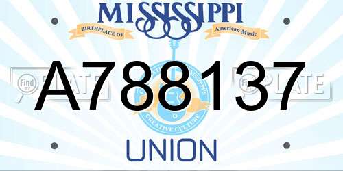 A788137 Mississippi License Plate