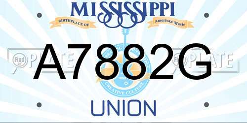 A7882G Mississippi License Plate