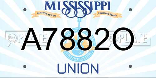 A7882O Mississippi License Plate
