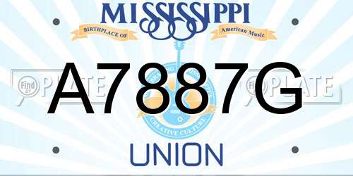 A7887G Mississippi License Plate