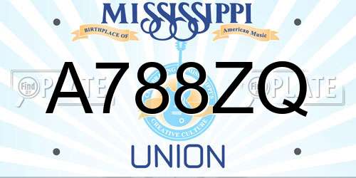 A788ZQ Mississippi License Plate