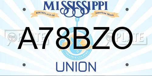 A78BZO Mississippi License Plate