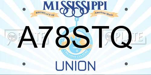 A78STQ Mississippi License Plate