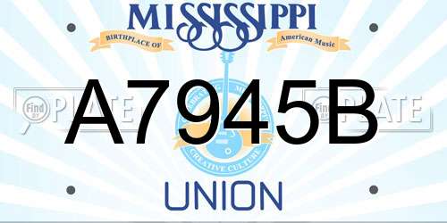 A7945B Mississippi License Plate