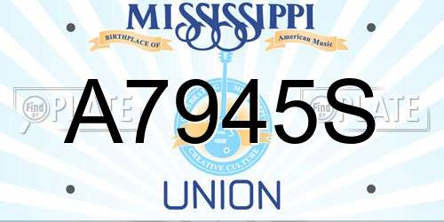 A7945S Mississippi License Plate