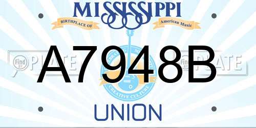 A7948B Mississippi License Plate