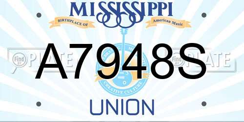A7948S Mississippi License Plate