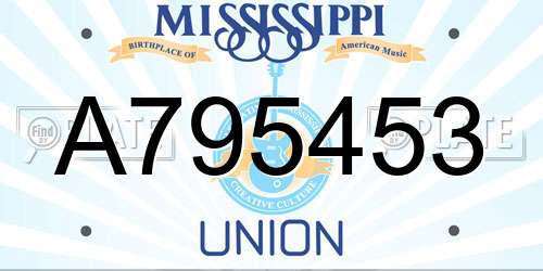 A795453 Mississippi License Plate