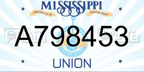 A798453 Mississippi License Plate