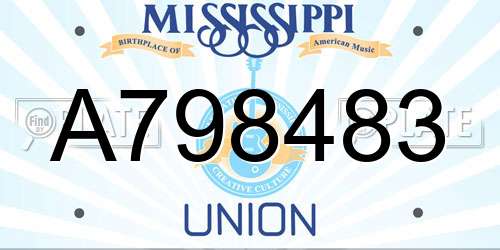 A798483 Mississippi License Plate