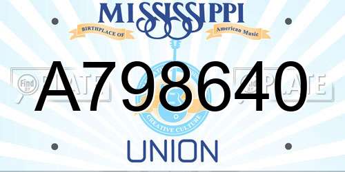 A798640 Mississippi License Plate