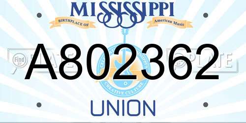 A802362 Mississippi License Plate