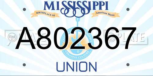 A802367 Mississippi License Plate