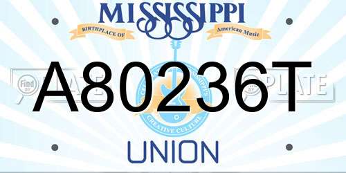 A80236T Mississippi License Plate
