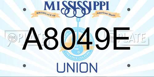 A8049E Mississippi License Plate