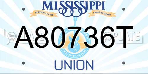 A80736T Mississippi License Plate