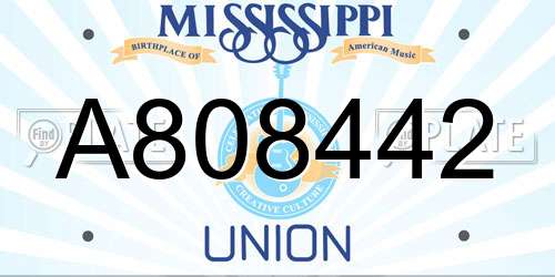 A808442 Mississippi License Plate