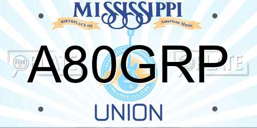 A80GRP Mississippi License Plate