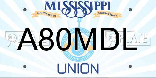 A80MDL Mississippi License Plate
