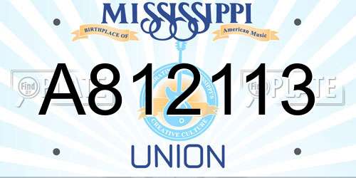 A812113 Mississippi License Plate