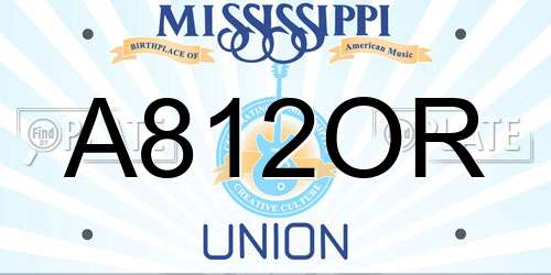 A812OR Mississippi License Plate