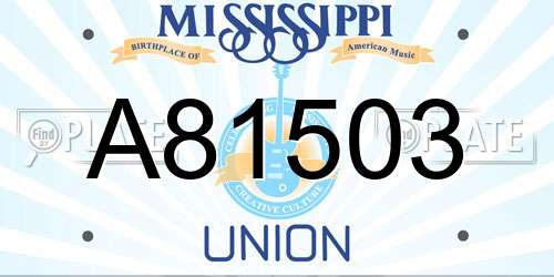 A81503 Mississippi License Plate