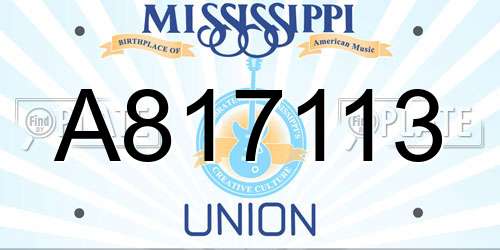 A817113 Mississippi License Plate