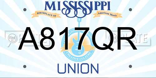 A817QR Mississippi License Plate