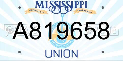 A819658 Mississippi License Plate