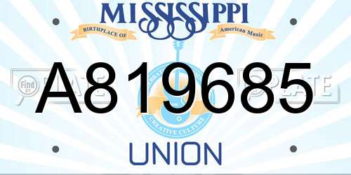 A819685 Mississippi License Plate