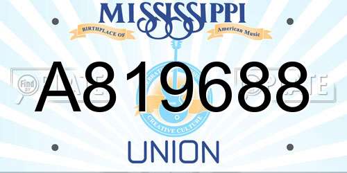 A819688 Mississippi License Plate