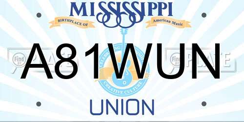 A81WUN Mississippi License Plate