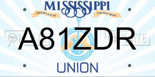 A81ZDR Mississippi License Plate
