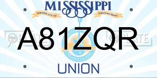 A81ZQR Mississippi License Plate