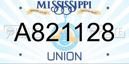 A821128 Mississippi License Plate