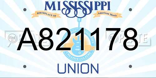 A821178 Mississippi License Plate