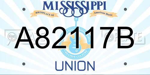 A82117B Mississippi License Plate