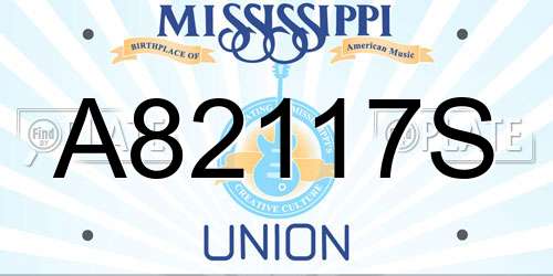 A82117S Mississippi License Plate