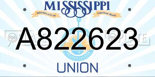 A822623 Mississippi License Plate
