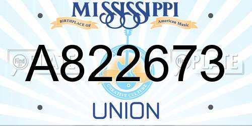 A822673 Mississippi License Plate