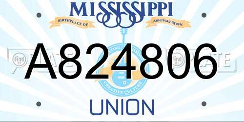 A824806 Mississippi License Plate