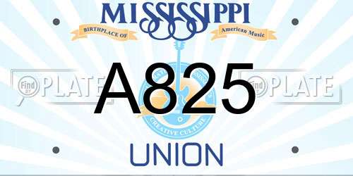 A825 Mississippi License Plate